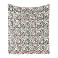 thumbnail image 1 of Vintage Rose Soft Flannel Fleece Throw Blanket, Rhythmic Victorian Look Flowers Rustic Composition, Cozy Plush for Indoor and Outdoor Use, 50" x 60", Blush Emerald, by Ambesonne, 1 of 5
