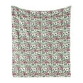 thumbnail image 1 of Vintage Rose Soft Flannel Fleece Throw Blanket, Rhythmic Victorian Look Flowers Rustic Composition, Cozy Plush for Indoor and Outdoor Use, 50" x 70", Blush Emerald, by Ambesonne, 1 of 5