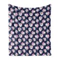 thumbnail image 1 of Vintage Rose Soft Flannel Fleece Throw Blanket, Romantic English Flower Bouquet Pattern, Cozy Plush for Indoor and Outdoor Use, 50" x 70", Indigo Multicolor, by Ambesonne, 1 of 5