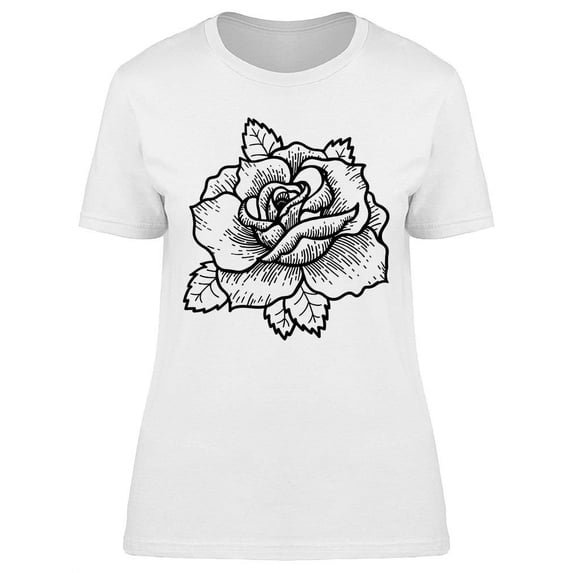 Vintage Rose Tattoo Design T-Shirt Women -Image by Shutterstock, Female Large