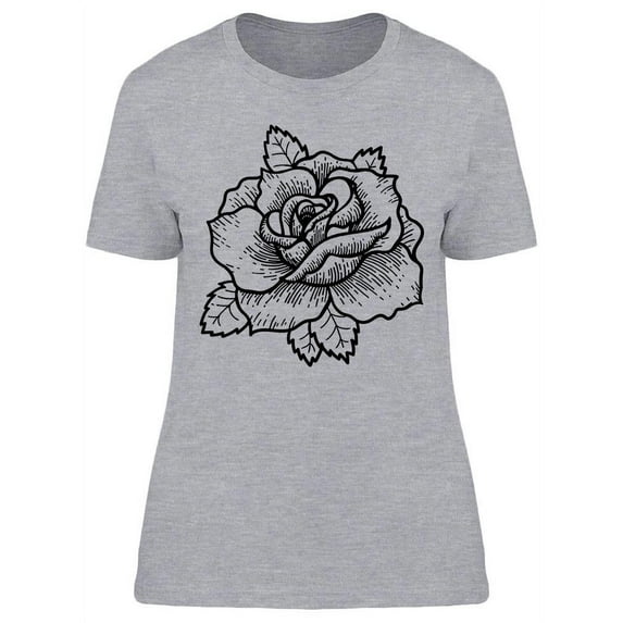 Vintage Rose Tattoo Design T-Shirt Women -Image by Shutterstock, Female Small