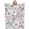 thumbnail image 1 of Vintage Roses Birds Butterflies Music Blanket Throw Blanket Soft Fuzzy Travel Blanket for Bedroom Living Room Couch Office Car All Season Gift for Girls Boys Women Men 60"x50", 1 of 8