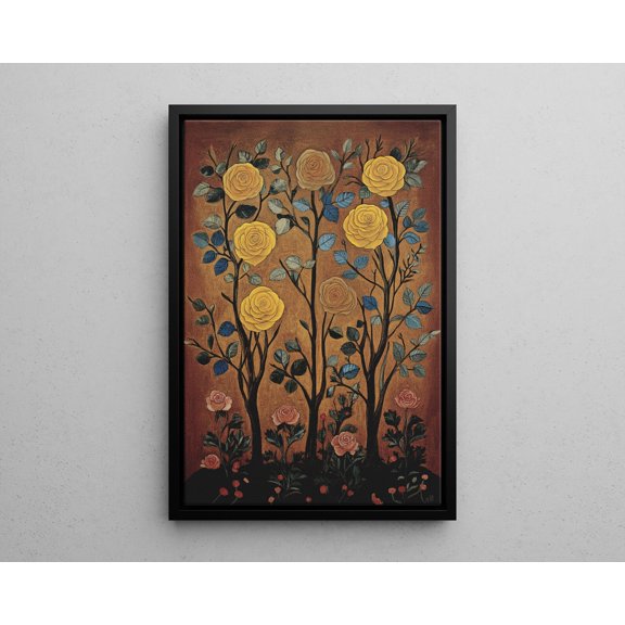 Vintage Roses Botanical Wall Art Poster, Emile Bernard Style Floral Print, Earthy Mid Century Modern Decor, Classic Garden Aesthetic Artwork 4 Sizes, Unframed Poster