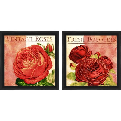 Vintage Roses Floral Wall Art, Set of 2 - Walmart.com