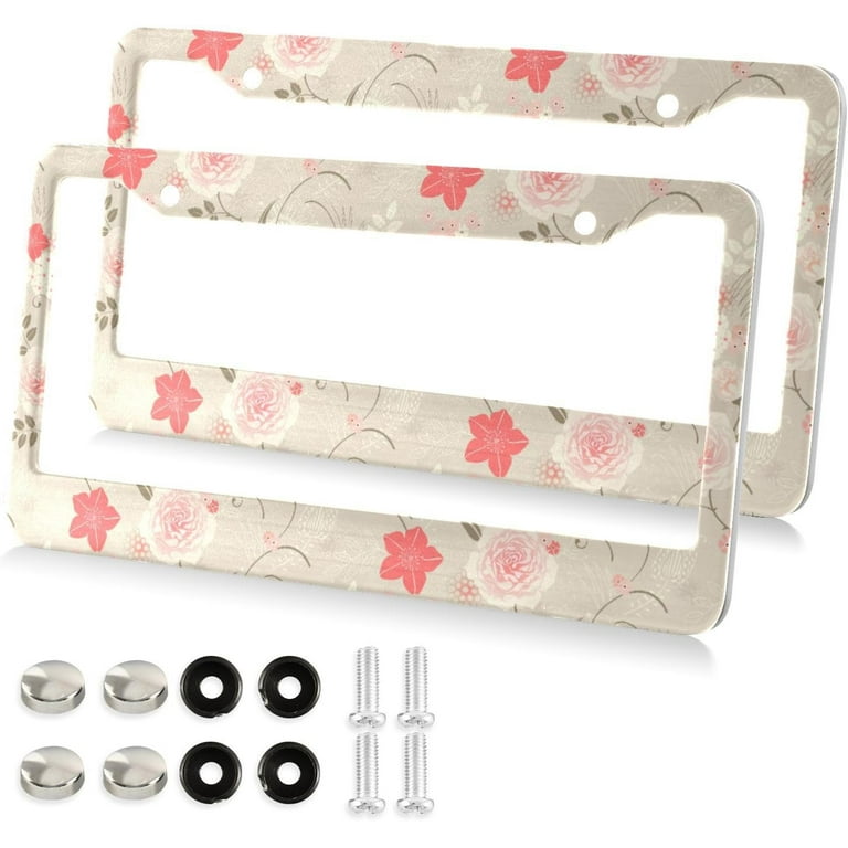 2-Pack Stainless Steel License Plate Frames - Rustproof Universal Cover With Screws & Caps (Silver)