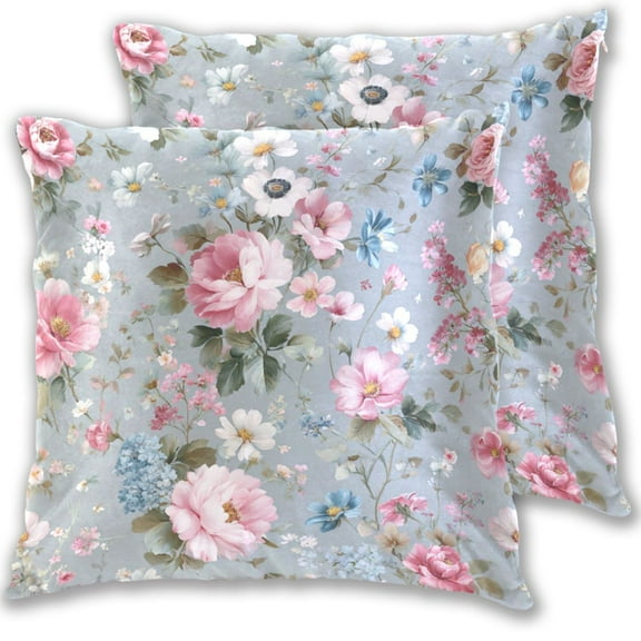 Vintage Roses Throw Pillow Covers Pillowcases 16 x 16 Inch Home Decor 2 Packs for Bedroom Sofa