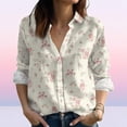 thumbnail image 1 of Vintage Roses Women Casual Shirt, Womens Floral Blouse Shirt, Rose Lovers Shirt, Green Women Shirt, Summer Vibe Blouse Women, Gift For Her, 1 of 2