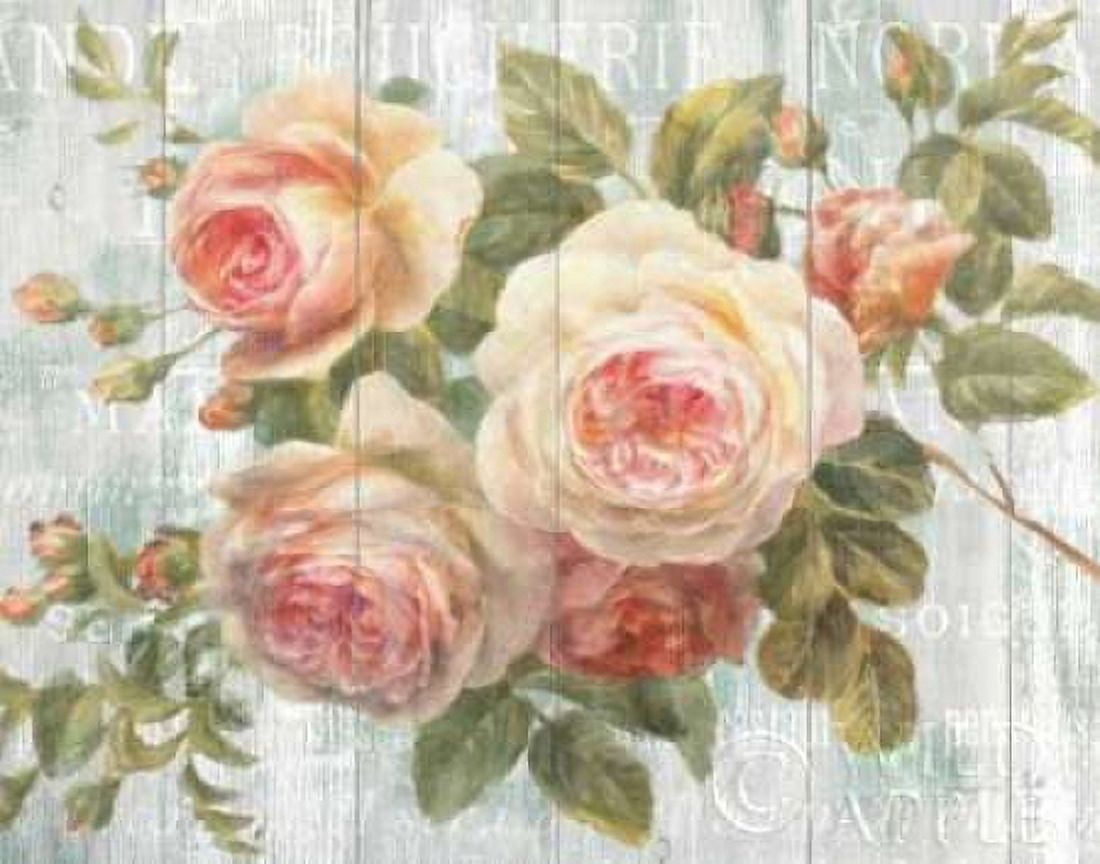 Vintage Roses on Driftwood Canvas Art - Danhui Nai (22 x 28)