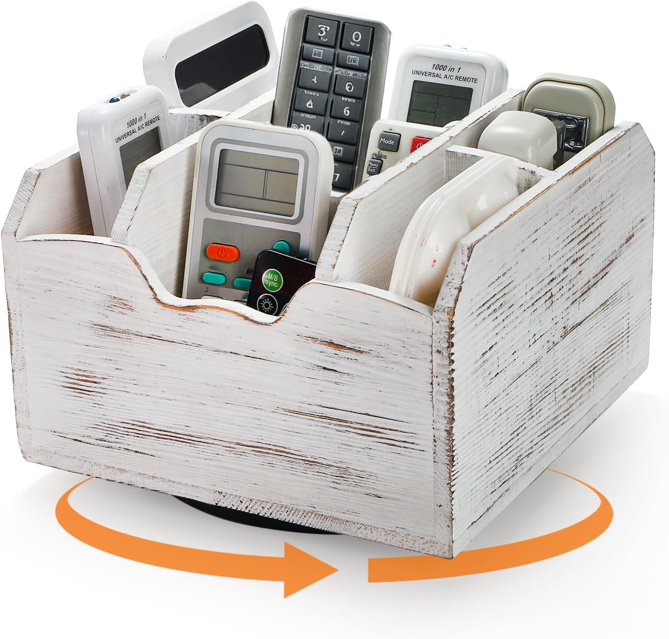 Chic Remote Controls yarlung Vintage Rotating Remote Control Holder, Shabby Chic White ...