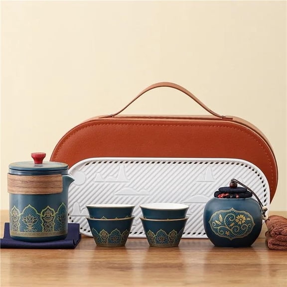 Vintage Rough Pottery One Pot Four Cups Travel Kung Fu Tea Set Outdoor Camping Portable Express Cup