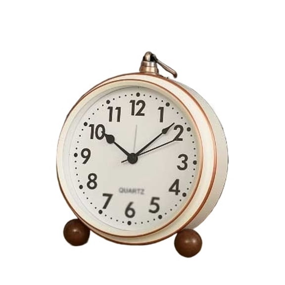Vintage Round Analog Alarm Clock Battery Operated Bedside Clock for Living Room Bedroom Office School Dorm Room Desk Clocks for Table Decor