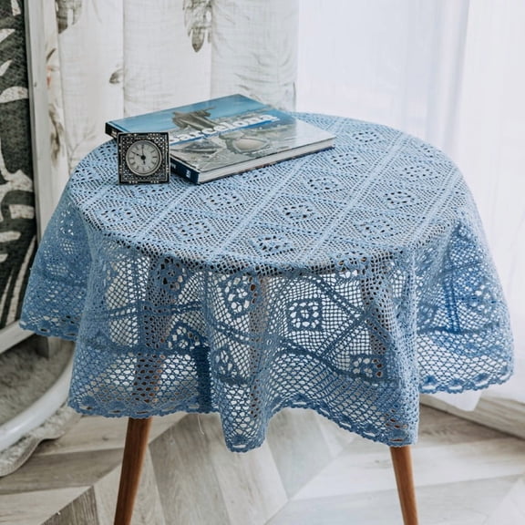 Vintage Round Crochet Tablecloth Macrame Lace Table Cover for Kitchen Dinning Bedside Tabletop Decoration