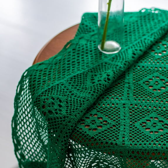 Vintage Round Crochet Tablecloth Macrame Lace Table Cover for Kitchen Dinning Bedside Tabletop Decoration