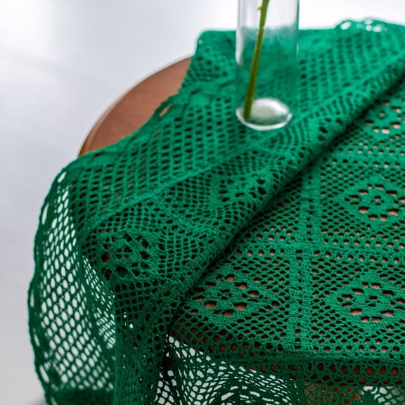 Vintage Round Crochet Tablecloth Macrame Lace Table Cover for Kitchen Dinning Bedside Tabletop Decoration