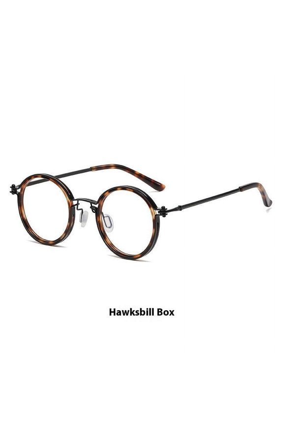 Vintage Round Frame Reading Glasses: Anti-Blue Light, Metal & PC Frame, Retro Style for Adults, Patterned Lenses