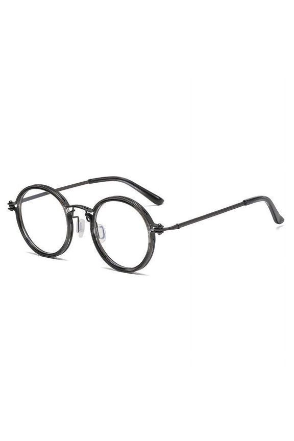 Vintage Round Frame Reading Glasses: Anti-Blue Light, Metal & PC Frame, Retro Style for Adults, Patterned Lenses