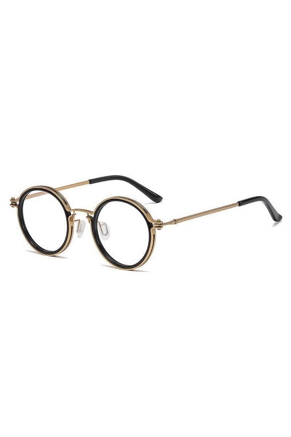Vintage Round Frame Reading Glasses: Anti-Blue Light, Metal & PC Frame, Retro Style for Adults, Patterned Lenses