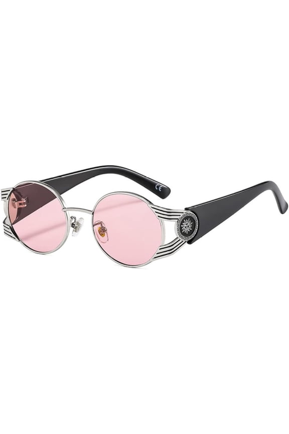 Vintage Round Gothic Steampunk Sunglasses For Men Women Party Punk Sun Glasses Metal Shades