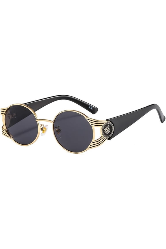 Vintage Round Gothic Steampunk Sunglasses For Men Women Party Punk Sun Glasses Metal Shades