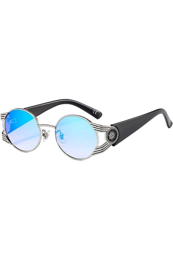 Vintage Round Gothic Steampunk Sunglasses For Men Women Party Punk Sun Glasses Metal Shades