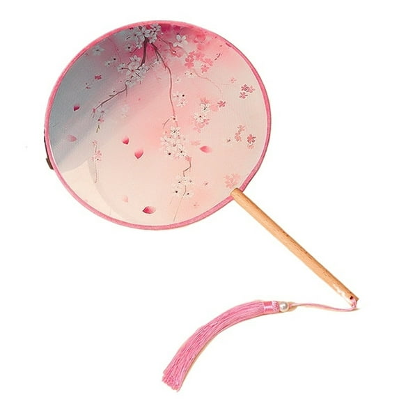 Vintage Round Printed Fan Chinese Dance Classical Costume Palace Hanfu Round Fan Translucent Ancient Style