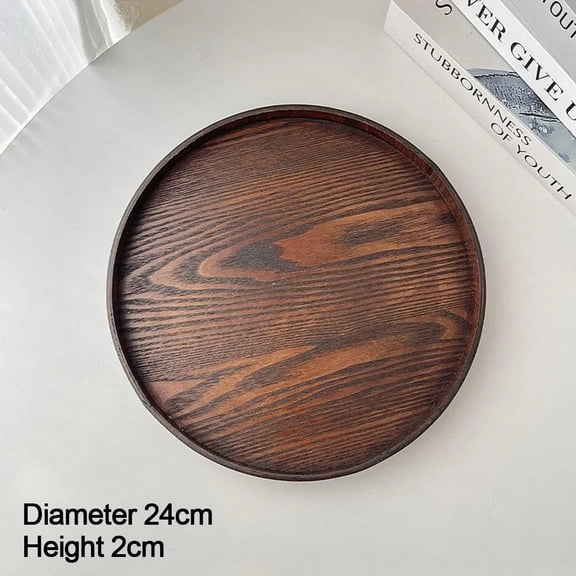 Vintage Round Serving Tray Wooden 21/24/27/30/33cm Decorative Tray Wood Platte Coffee Home Table