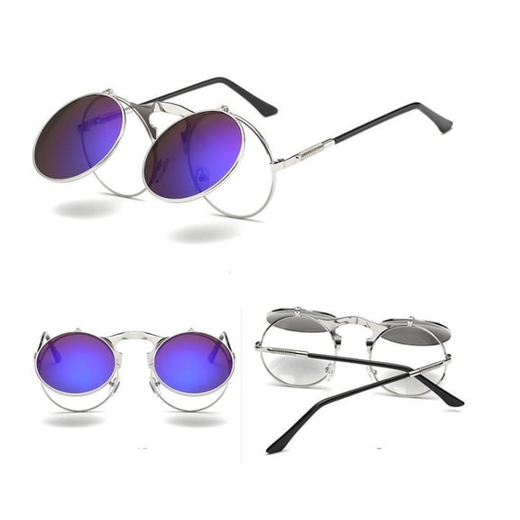 Steampunk Sunglasses Round Retro Sun Glasses UV Protection Metal Frame Vintage Punk Cycling Glasses for Men and Women