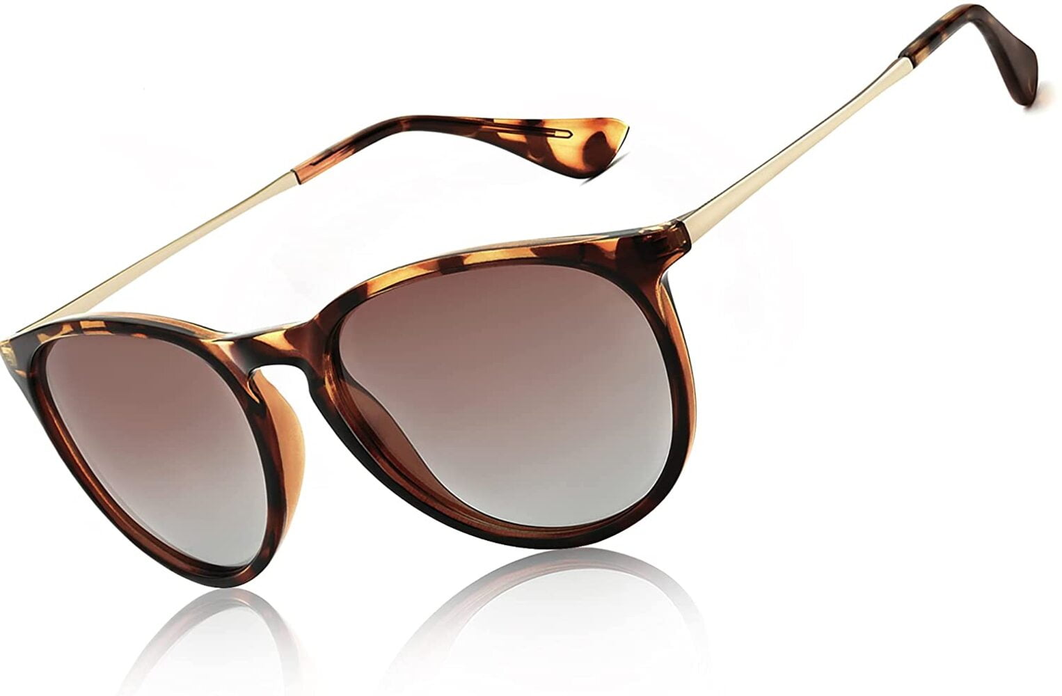QiShi Vintage Round Sunglasses for Women Men Classic Retro Designer Style-Leopard