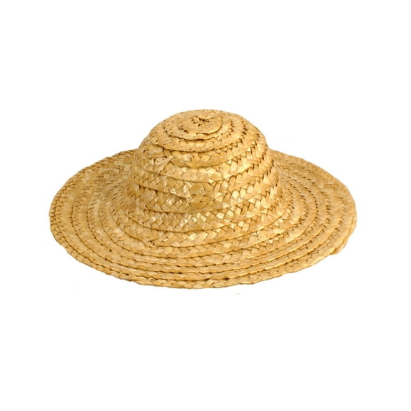 Vintage Round Top Straw Woven Hat for Dolls Bears Country Crafts 12"