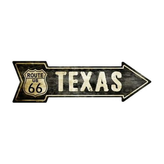 Vintage Route 66 Texas Novelty Metal Arrow Sign A-129