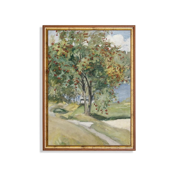 Vintage Rowan Tree Landscape Country Vertical Art Home Decor Office Wall Art Living Room Decor, Paper Poster Only