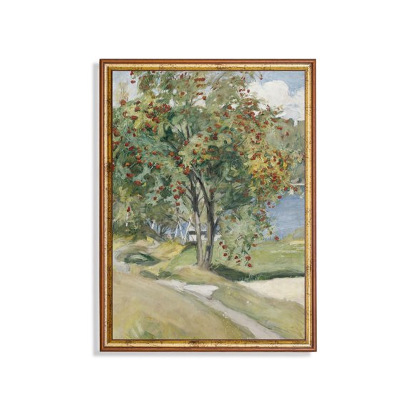 Vintage Rowan Tree Landscape Country Vertical Landscape Farmhouse Country Nature Wall Decor Unframed Paper Print