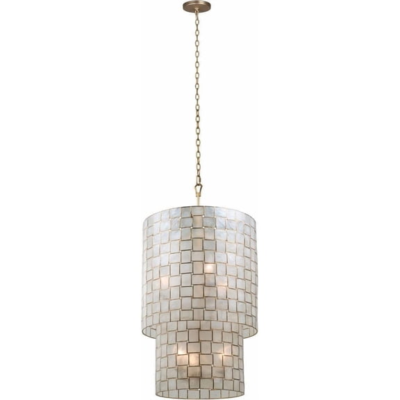 Vintage Roxy Foyer Light with Capiz Shells-Elegant Chandelier