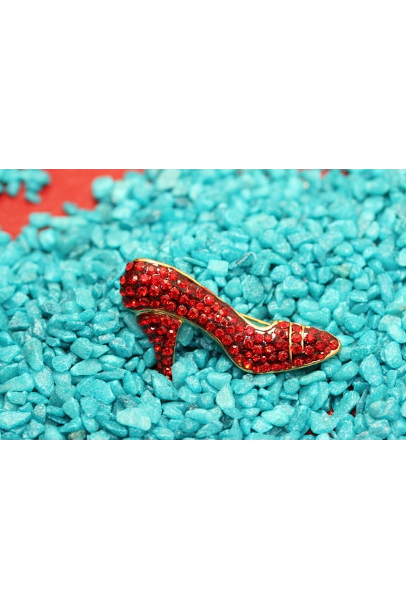 Vintage Ruby Red Crystal Rhinestone High Heel Shoe Fashion Pin Brooch
