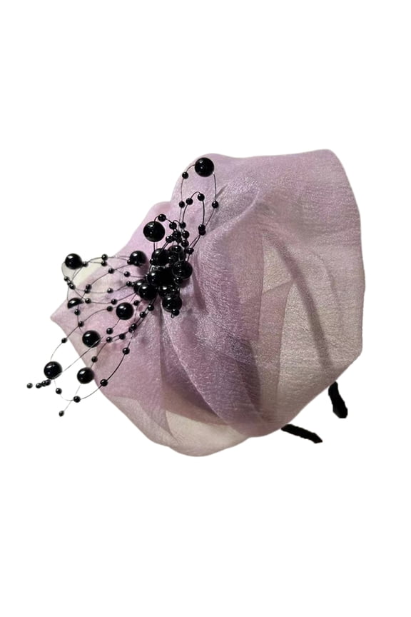 Vintage Ruffle Headband Women Half Caps Formal Event Hairhoop Wedding Party Props Hair Accessories