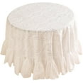 thumbnail image 1 of Vintage Ruffle Tablecloth for Round Tables, Farmhouse Embroidered Cotton White Lace Table Cloth Cover Decor for Dining Room Wedding Banquet Thanksgiving Christmas, Dimaeter 59", 1 of 8
