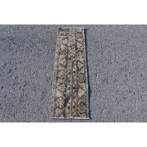 Vintage Rug, 1.2x3.6 ft Small Rug, Rugs For Wall Hanging, Turkish Rug, Brown Cool Rug, Anatolian Rug, Handmade Door Mat Rug