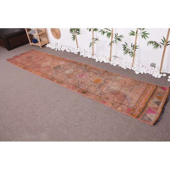 Vintage Rug, 2.4x11.1 ft Runner Rug, Wool Rugs, Turkish Rug, Anatolian Rug
