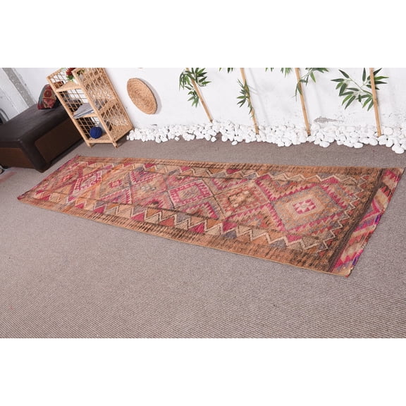 Vintage Rug, 2.6x10.5 ft Runner Rug, Home Decor Rug, Turkish Rug, Antique Rug