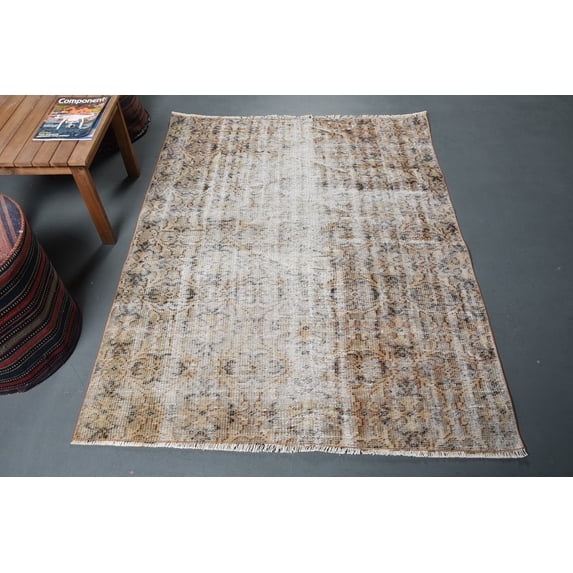 Vintage Rug, 4.1x5.3 ft Accent Rug, Colorful Rugs, Moroccan Rug, Turkish Rug