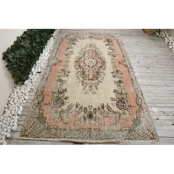 Vintage Rug, 4.9x9 ft, Oriental Rug, Orange Rug, Turkish Rug, Area Rug, Salon Rug, Handmade Rug, Gray Rug, Antique Rug, Oushak Rug, 3474