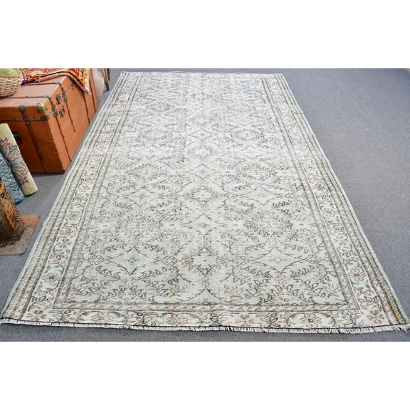 Vintage Rug, 5.9x9.5 ft Large Rugs, Turkish Rug, Anatolian Rug, Rugs For Living Room, Green Moroccan Rug, Gift For The Home, 12882