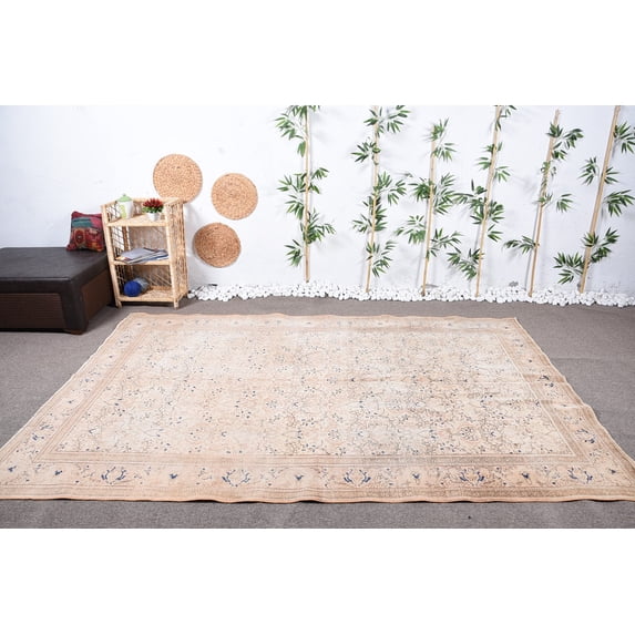 Vintage Rug, 6.4x9.3 ft Large Rugs, Turkish Rug, Home Decor Rug, Kitchen Rug