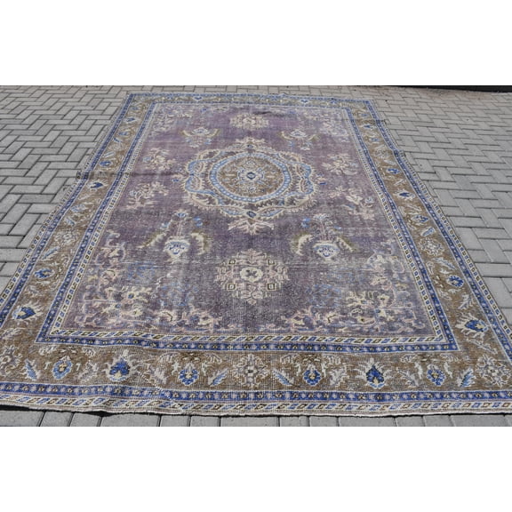 Vintage Rug, 7.5x10.3 ft Oversize Rug, Anatolian Rugs, Turkish Rug, Beige Kitchen Rugs, Rugs For Wool, Aztec Oushak Rugs