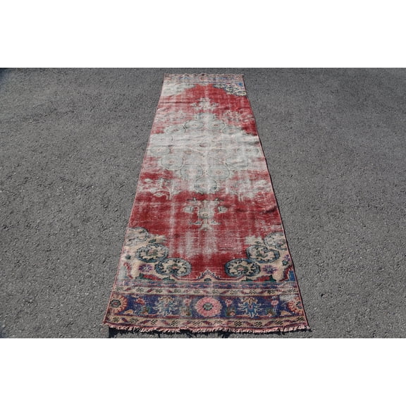 Vintage Rug, Antique Rug, Turkish Rug, Oushak Rug, Art Rug, 3x9.8 ft Runner Rug