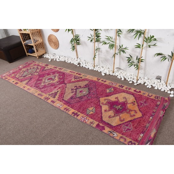 Vintage Rug, Cool Rugs, 3x10.2 ft Runner Rugs, Colorful Rugs, Turkish Rug