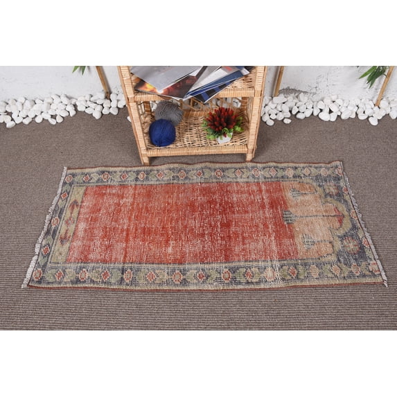 Vintage Rug, Home Decor Rug, 1.9x4.2 ft Small Rug, Floor Rugs, Turkish Rug