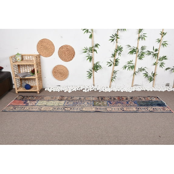 Vintage Rug, Home Decor Rug, Turkish Rug, Wool Rug, 2.1x9.4 ft Runner Rug