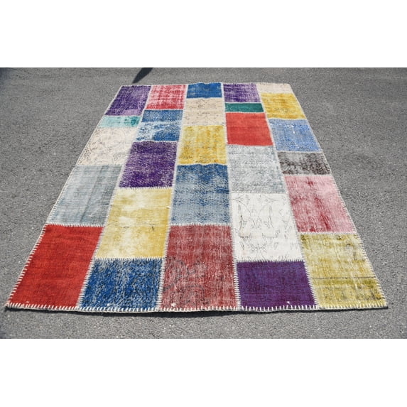 Vintage Rug, Kitchen Rugs, 5.7x7.6 ft Large Rugs, Cool Rug, Turkish Rug
