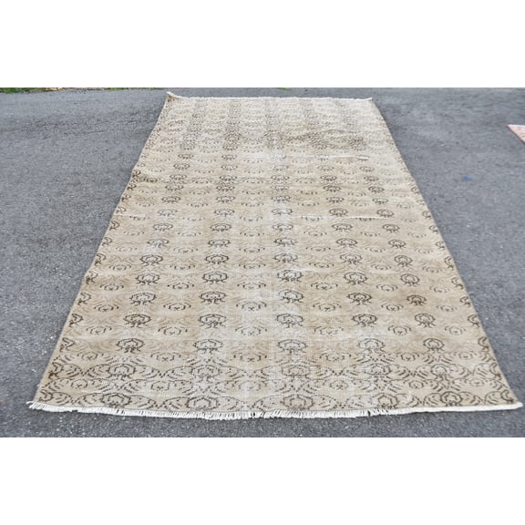 Vintage Rug, Large Rug, Turkish Rug, Oushak Rug, 66x104 inches Brown Carpet, Anatolian Living Room Rug, Decorative Salon Rugs, 10258